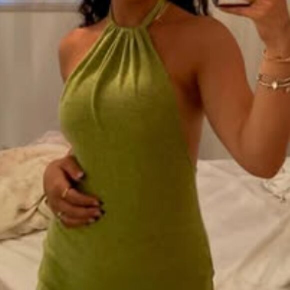 Green Halter Mini Dress – Size S - Picture 6 of 8